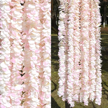 10pcs 1M/2M wisteria Garland Umetne Svile Cvet vinske Trte Za Dom Poročni Vrt Dekoracijo Rattan Visi Zid Ponaredek Cvetje