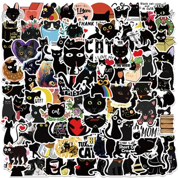 10/30/50/100 kozarcev Black Cat Risanka Nalepke za Beležko Telefon Kitara Laptop Kul Nepremočljiva Srčkan Nalepka Otrok Klasična Igrača