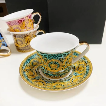 Visoko Kakovostnega Porcelana Skodelico Kave in Krožnik Z Box Kosti Kitajske Čaj Pokal Set Kuhinjskih pripomočkov Evropi Dom Dekor Luksuznih Daril