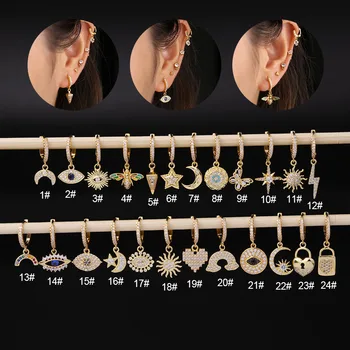 1Piece Moda Oči Čebel Luna Zvezde Visijo Hoop Uhani Za Ženske korejski Dolgo Visi Ear Piercing Uhani, Pribor za Darilo