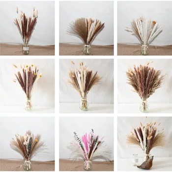 80pcs Posušeno Cvetje Šopek Pampe Travo Reed Fleurs Sechees Flores Umetno Cvetje Doma Dekor Božič Poroka Dekoracija