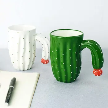 Nova 3D Kaktus Slog Skodelice Vode Posoda Skodelice Craetive Čaj, Mleko, Kava Vrč S Posebnimi Ročaj iz Porcelana Keramični Drinkware