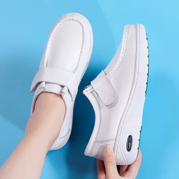 2020 jeseni in pozimi nov modni priložnostne odrasle ženske čevlje medicinska Sestra čevlji bela ravno usnja, modni beli čevlji