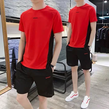 Quick Dry Moški Šport, ki Teče Oblačila Košarka Nogomet Usposabljanja Trenirke Jersey 2019Summer Fitnes Šport Telovadba Kompleti Oblačil