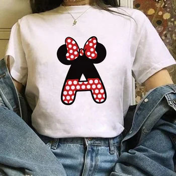 Disney Risanke Kawaii Mickey Mouse Pisma Grafikami Ženska T-Shirt Poletje Ohlapno Belo Bluzo O-Vratu Kratek Rokav Tees Ženska Vrhovi