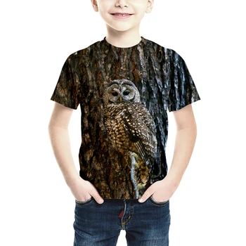 Jumeast Moški Ženske Fant Dekle 3D Otroci T-Shirt Sova Prikrivanje Lov Kratek Rokav Poletje Otroci T Shirt Šport Puloverju Vrhovi Tees