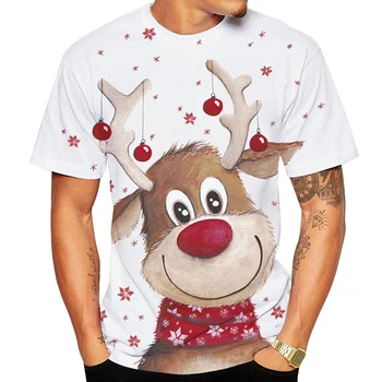 2022 Novih Moških In Žensk 3D Srčkan Božič Elk Natisnjeni T-majice, Smešne Novost Božič Kratkimi Rokavi Otroci Humor Prevelik Vrhovi