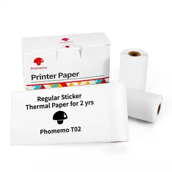 3 Rolls/box Phomemo Črno na Belem Termični Papir, Samolepilne Nalepke, 53mm x 3,5 mFor T02/M02X Mini Prenosni Termični Tiskalnik