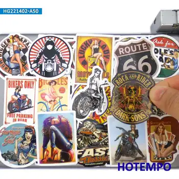 50 Kosov Retro Cesti Potovalno motorno kolo Motociklist, bencinske črpalke, Lepota, Seksi Dekle Plakat, Telefon, Laptop, Nalepke za Zvezke Avto Nalepke