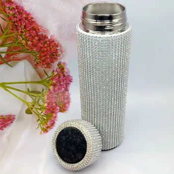 Diamond Thermos Steklenico Vode Pokal Termal Skodelice Za Pitje Kave Iz Nerjavečega Ustvarjalne Smart Prikaz Temperature Vakuumske Darilo Za Ženske
