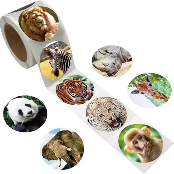 Realno Zoo Živali Nalepke Zebra, Tiger Panda 9 Modelov 500pcs/roll 1/1.5 palčni Motivacijsko Spodbujanje Nagrado Nalepke Pečat Oznaka